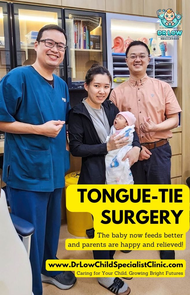 Successful Tongue-Tie Surgery in Pantai Hospital Batu Pahat collaboration of Dr Low Child Specialist Clinic Batu Pahat with Dr Chow ENT Pantai Hospital - The baby now feeds better and parents are happy 3