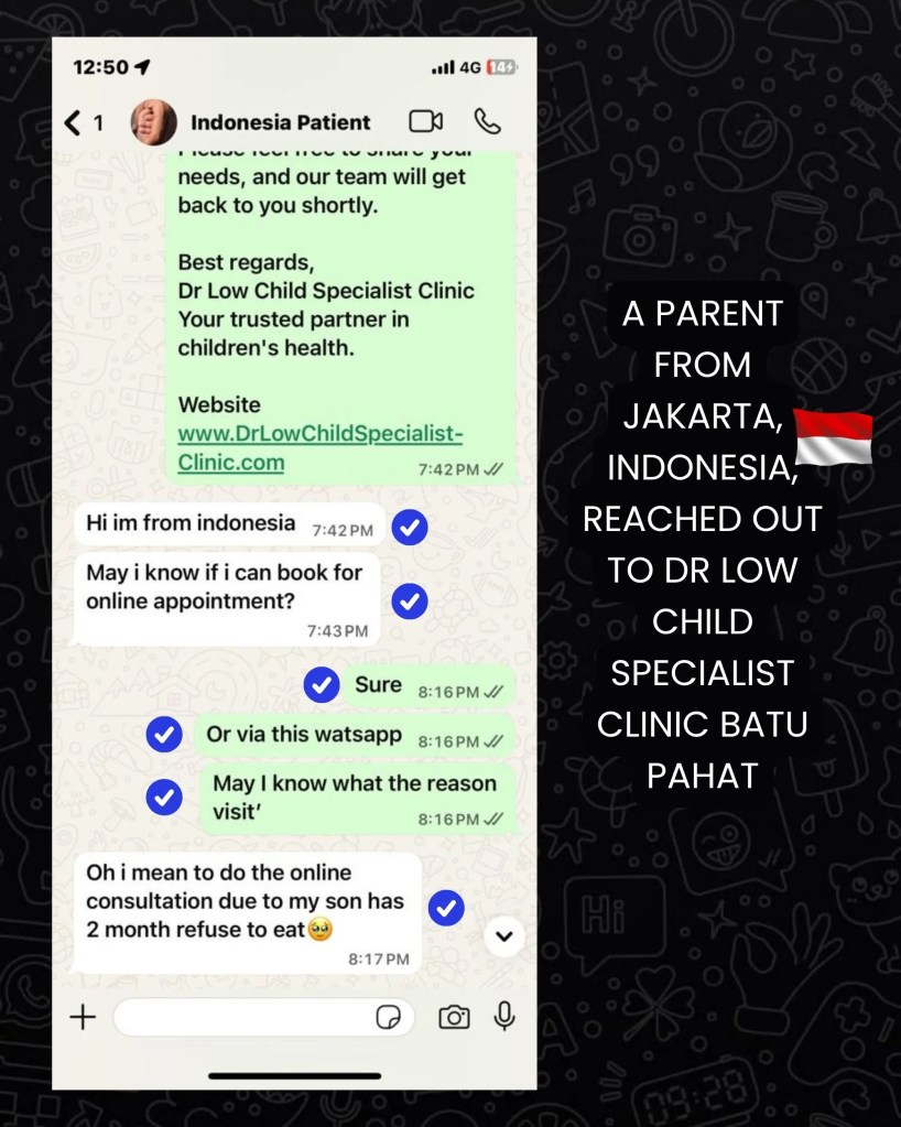 Dr Low Klinik Pakar Kanak-kanak Batu Pahat Johor Malaysia - Konsultasi Istimewa dari Jakarta Indonesia 01