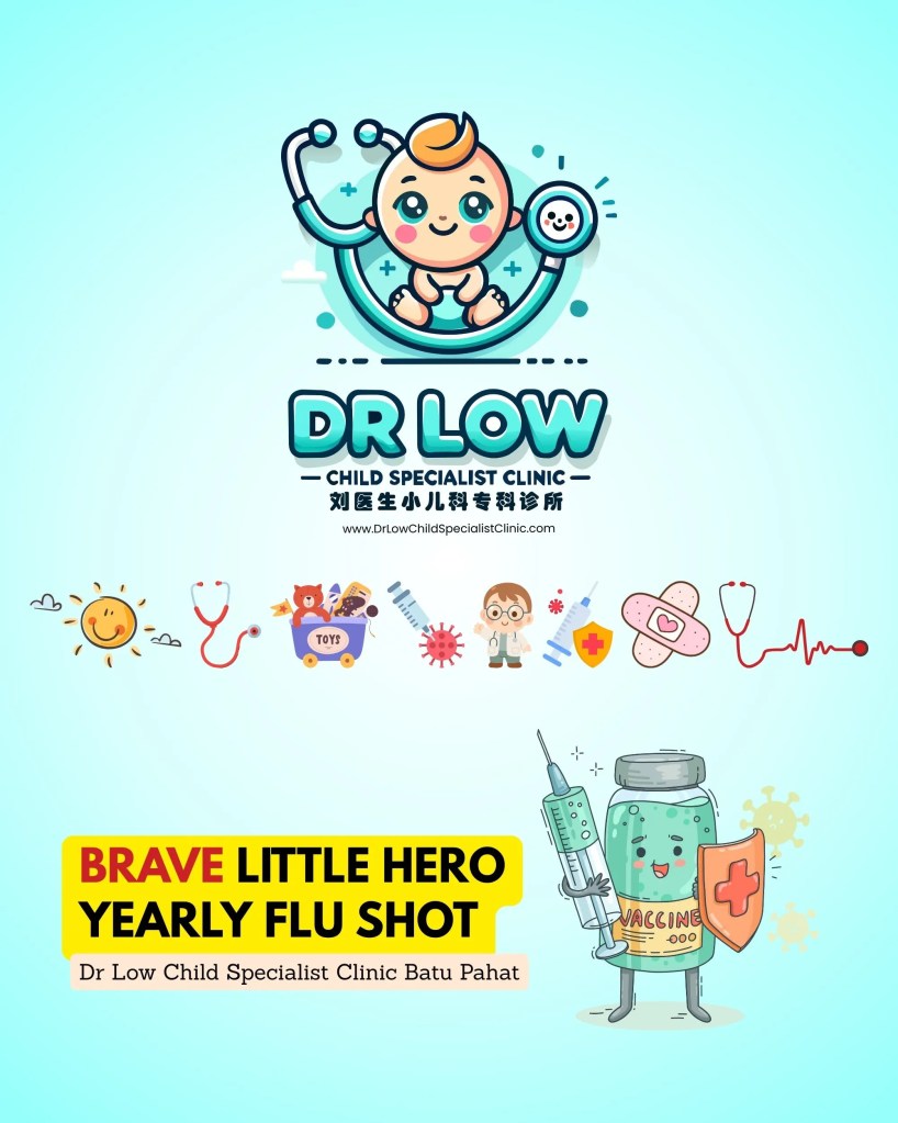 Anak Kecil BP Berani - Vaksin Influenza Tahunan di Klinik Pakar Kanak-Kanak Dr Low Batu Pahat Johor Malaysia 01