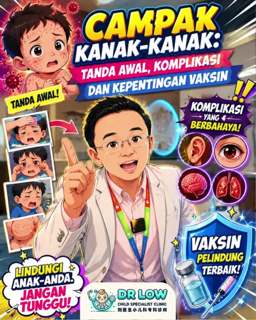 Campak Kanak-Kanak – Tanda Awal, Komplikasi dan Kepentingan Vaksin | Dr Low Child Specialist Clinic Batu&nbsp;Pahat