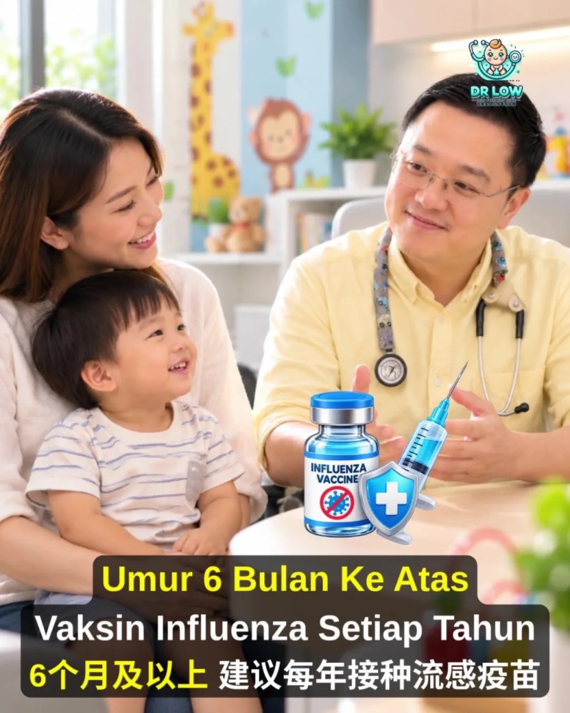 4 Kes Influenza A Dalam Satu Hari di Batu Pahat - Musim Influenza Lindungi Anak dengan Langkah Pencegahan dan Vaksin Influenza - Dr Low Child Specialist Clinic BP A10